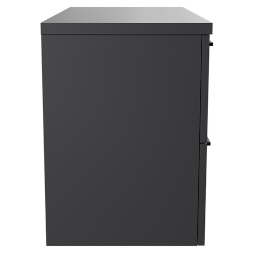 Napoli 390 Gloss Grey 800mm Wall Mounted Vanity Unit for Countertop Basins with 2 Drawers and Matt Black Handles Side View