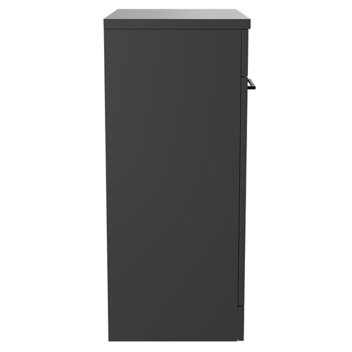 Napoli 390 Gloss Grey 600mm Floor Standing Vanity Unit for Countertop Basins with 2 Doors and Matt Black Handles Side View