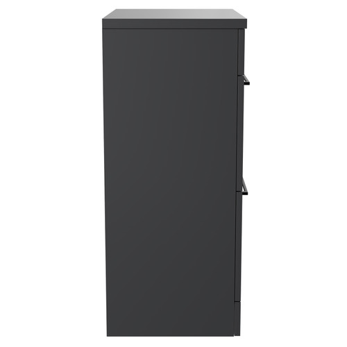 Napoli 390 Gloss Grey 600mm Floor Standing Vanity Unit for Countertop Basins with 2 Drawers and Matt Black Handles Side View