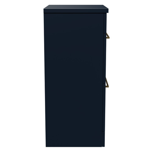 Napoli Deep Blue 500mm Floor Standing Vanity Unit for Countertop Basins with 2 Drawers and Brushed Brass Handles Side View