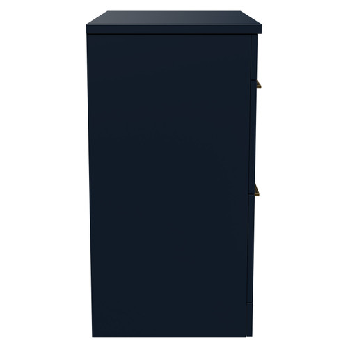 Napoli Deep Blue 800mm Floor Standing Vanity Unit for Countertop Basins with 2 Drawers and Brushed Brass Handles Side View
