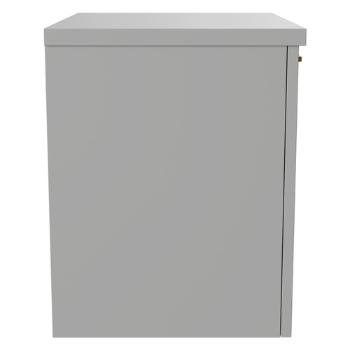 Napoli Gloss Grey Pearl 500mm Wall Mounted Vanity Unit for Countertop Basins with Single Drawer and Brushed Brass Handle Side View