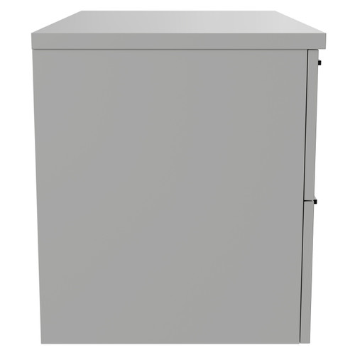 Napoli Gloss Grey Pearl 800mm Wall Mounted Vanity Unit for Countertop Basins with 2 Drawers and Gunmetal Grey Handles Side View