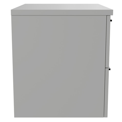 Napoli Gloss Grey Pearl 600mm Wall Mounted Vanity Unit for Countertop Basins with 2 Drawers and Gunmetal Grey Handles Side View