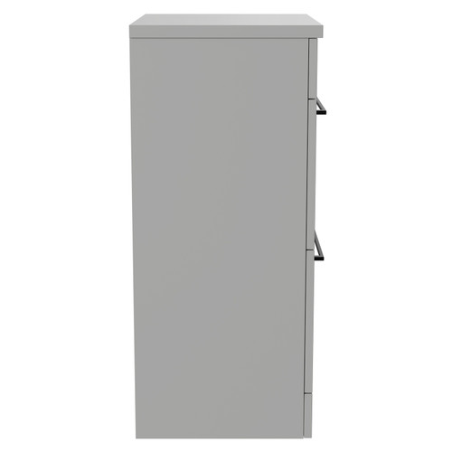 Napoli Gloss Grey Pearl 500mm Floor Standing Vanity Unit for Countertop Basins with 2 Drawers and Matt Black Handles Side View