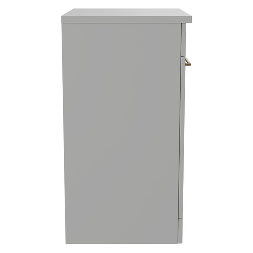 Napoli Gloss Grey Pearl 600mm Floor Standing Vanity Unit for Countertop Basins with 2 Doors and Brushed Brass Handles Side View