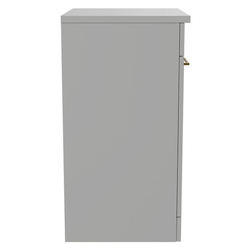 Napoli Gloss Grey Pearl 600mm Floor Standing Vanity Unit for Countertop Basins with 2 Doors and Brushed Brass Handles Side View