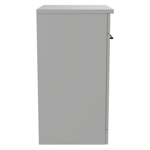 Napoli Gloss Grey Pearl 600mm Floor Standing Vanity Unit for Countertop Basins with 2 Doors and Matt Black Handles Side View