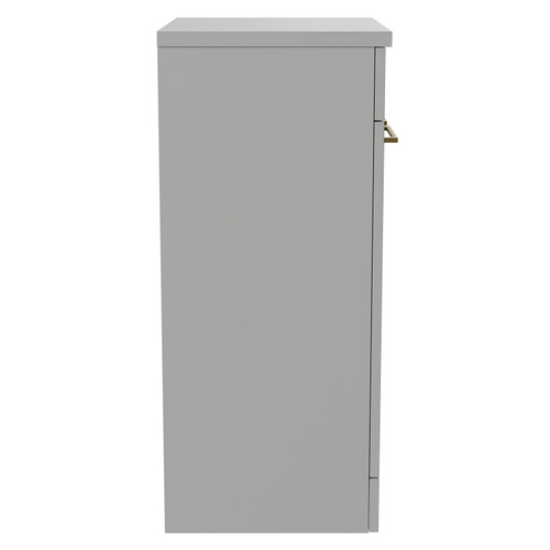 Napoli Gloss Grey Pearl 500mm Floor Standing Vanity Unit for Countertop Basins with 2 Doors and Brushed Brass Handles Side View