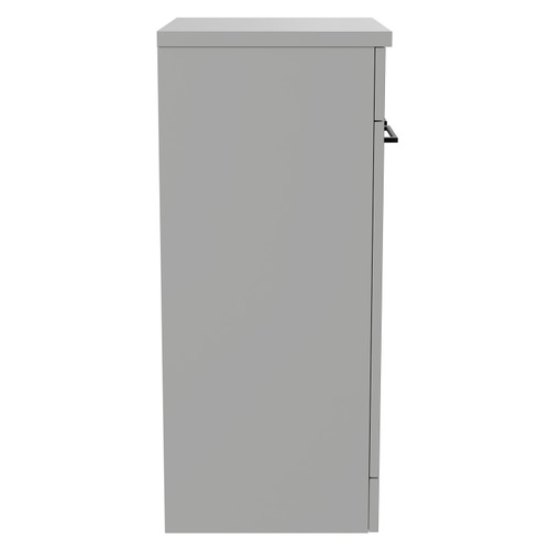 Napoli Gloss Grey Pearl 500mm Floor Standing Vanity Unit for Countertop Basins with 2 Doors and Matt Black Handles Side View