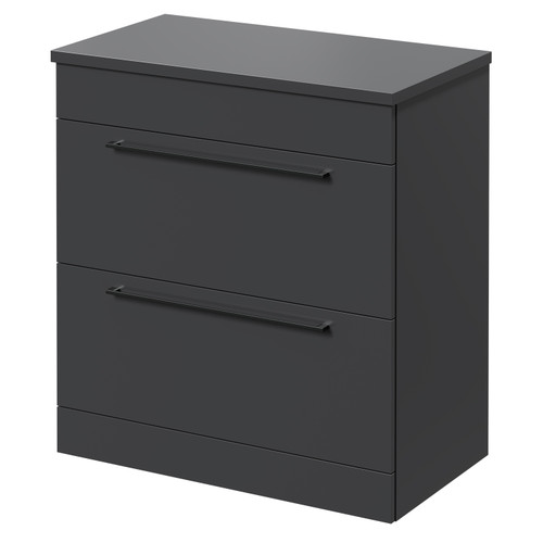 Napoli Gloss Grey 800mm Floor Standing Vanity Unit for Countertop Basins with 2 Drawers and Gunmetal Grey Handles Right Hand View