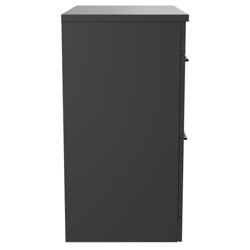 Napoli Gloss Grey 800mm Floor Standing Vanity Unit for Countertop Basins with 2 Drawers and Gunmetal Grey Handles Side View