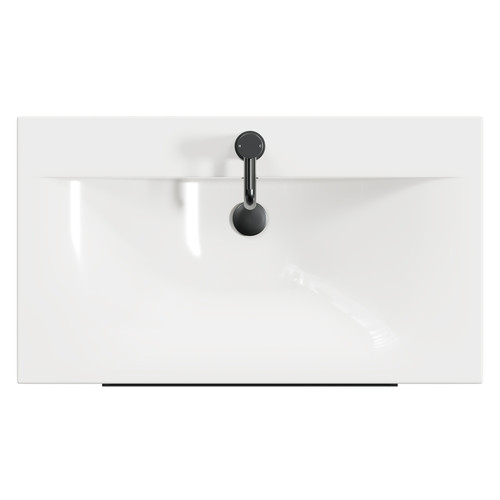 Napoli Gloss Grey 800mm Floor Standing Vanity Unit with 1 Tap Hole Basin and 2 Drawers with Gunmetal Grey Handles View from Top
