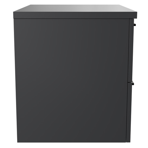 Napoli Gloss Grey 600mm Wall Mounted Vanity Unit for Countertop Basins with 2 Drawers and Matt Black Handles Side View