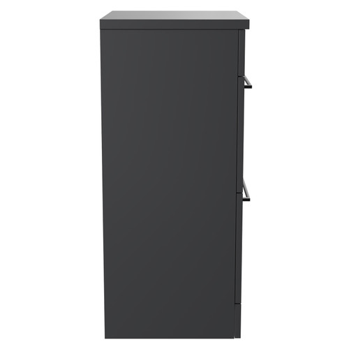 Napoli Gloss Grey 500mm Floor Standing Vanity Unit for Countertop Basins with 2 Drawers and Gunmetal Grey Handles Side View