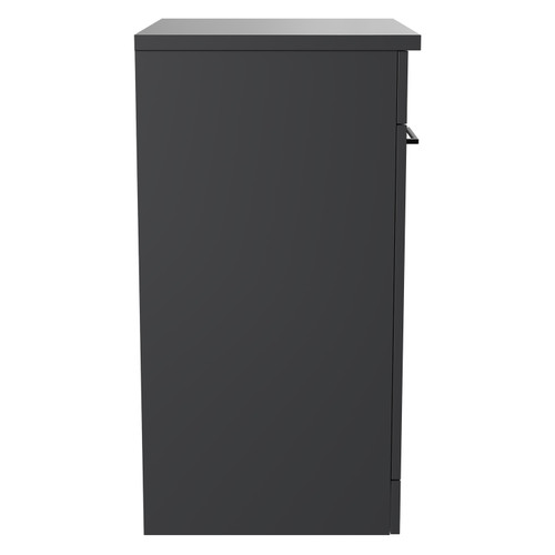 Napoli Gloss Grey 600mm Floor Standing Vanity Unit for Countertop Basins with 2 Doors and Matt Black Handle Side View