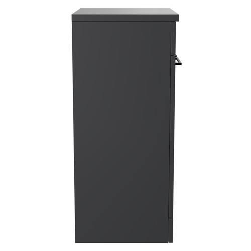 Napoli Gloss Grey 500mm Floor Standing Vanity Unit for Countertop Basins with 2 Doors and Matt Black Handles Side View