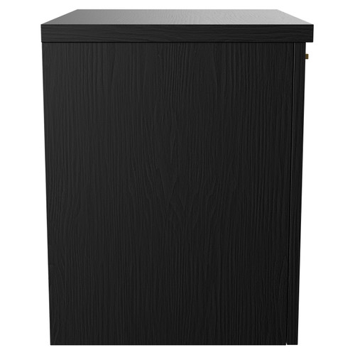Napoli Nero Oak 500mm Wall Mounted Vanity Unit for Countertop Basins with Single Drawer and Brushed Brass Handle Side View
