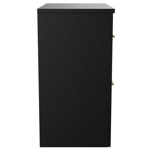 Napoli Nero Oak 800mm Floor Standing Vanity Unit for Countertop Basins with 2 Drawers and Brushed Brass Handles Side View