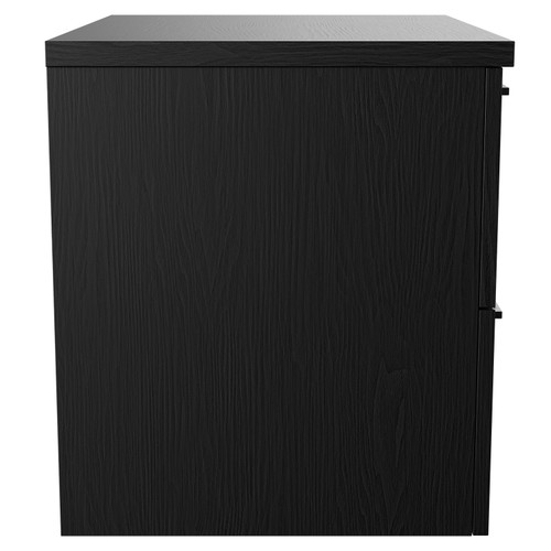 Napoli Nero Oak 600mm Wall Mounted Vanity Unit for Countertop Basins with 2 Drawers and Gunmetal Grey Handles Side View