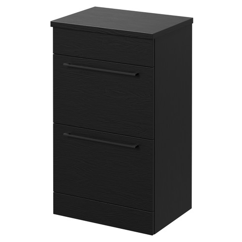 Napoli Nero Oak 500mm Floor Standing Vanity Unit for Countertop Basins with 2 Drawers and Matt Black Handles Right Hand View