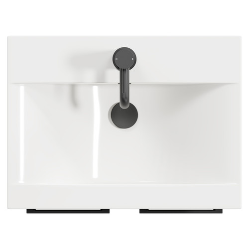 Napoli Bordalino Oak 500mm Floor Standing Vanity Unit with 1 Tap Hole Basin and 2 Doors with Matt Black Handles View from Top
