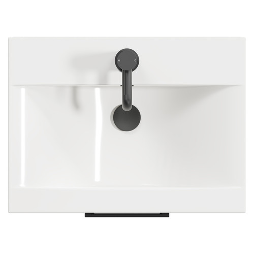 Napoli Molina Ash 500mm Wall Mounted Vanity Unit with 1 Tap Hole Basin and Single Drawer with Matt Black Handle View from Top