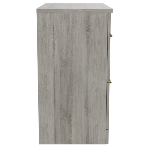 Napoli Molina Ash 800mm Floor Standing Vanity Unit for Countertop Basins with 2 Drawers and Brushed Brass Handles Side View