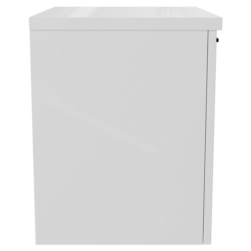 Napoli Gloss White 500mm Wall Mounted Vanity Unit for Countertop Basins with Single Drawer and Matt Black Handle Side View