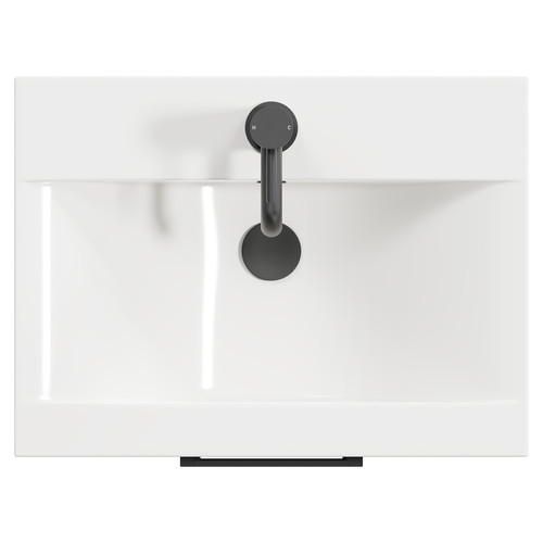 Napoli Gloss White 500mm Wall Mounted Vanity Unit with 1 Tap Hole Basin and Single Drawer with Matt Black Handle View from Top