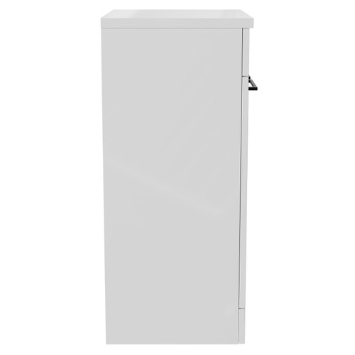 Napoli Gloss White 500mm Floor Standing Vanity Unit for Countertop Basins with 2 Doors and Matt Black Handles Side View