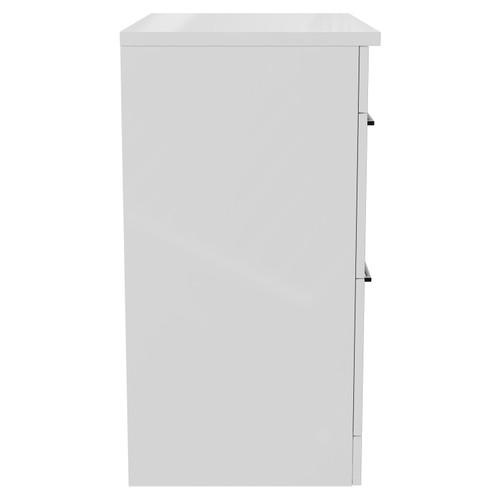 Napoli Gloss White 800mm Floor Standing Vanity Unit for Countertop Basins with 2 Drawers and Gunmetal Grey Handles Side View