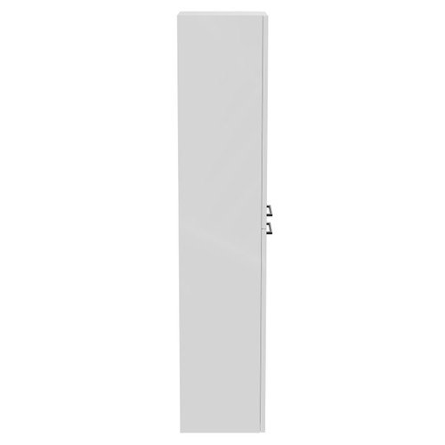 Napoli Gloss White 350mm x 1600mm Wall Mounted Tall Storage Unit with 2 Doors and Gunmetal Grey Handles Side View