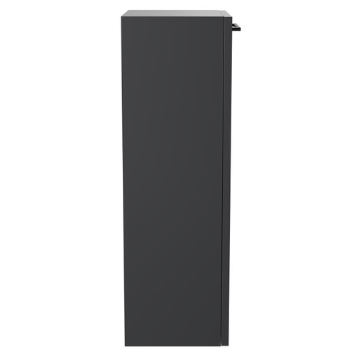 Napoli Gloss Grey 350mm Wall Mounted Side Cabinet with Single Door and Gunmetal Grey Handle Side View