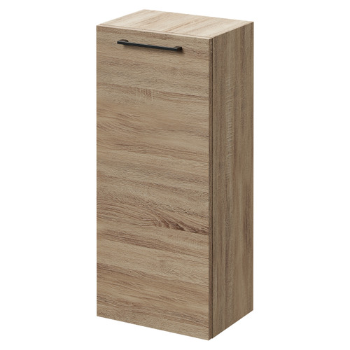 Napoli Bordalino Oak 350mm Wall Mounted Side Cabinet with Single Door and Gunmetal Grey Handle Right Hand View