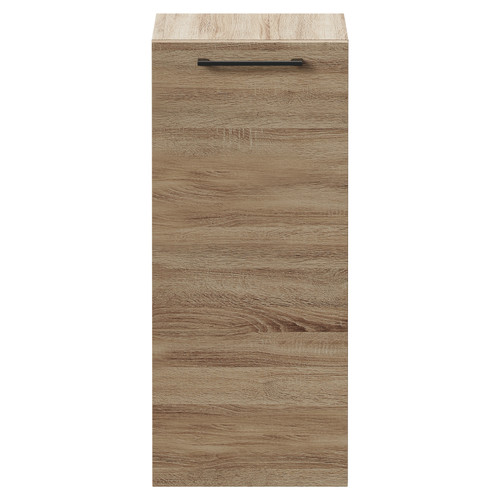 Napoli Bordalino Oak 350mm Wall Mounted Side Cabinet with Single Door and Gunmetal Grey Handle Front View