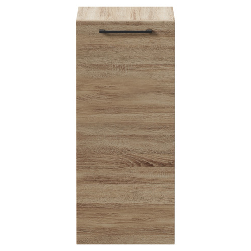Napoli Bordalino Oak 350mm Wall Mounted Side Cabinet with Single Door and Matt Black Handle Front View