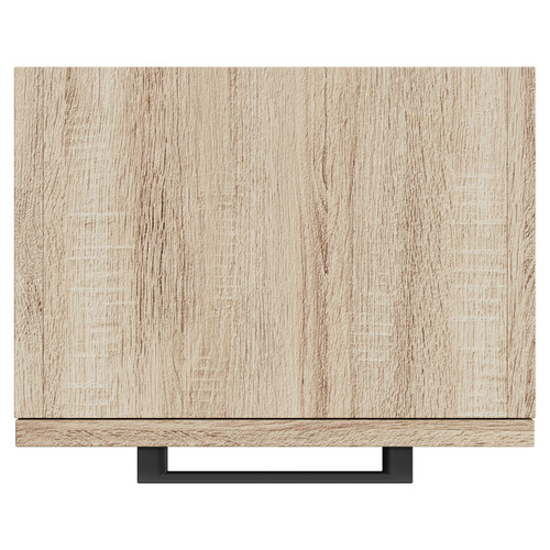 Napoli Bordalino Oak 350mm Wall Mounted Side Cabinet with Single Door and Matt Black Handle View from Top