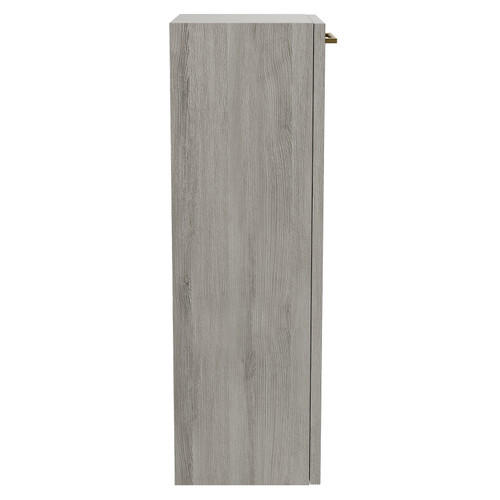 Napoli Molina Ash 350mm Wall Mounted Side Cabinet with Single Door and Brushed Brass Handle Side View
