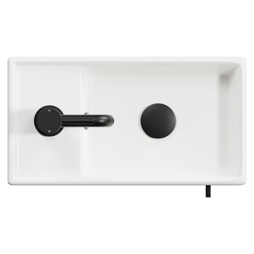 Napoli Compact Deep Blue 400mm Wall Mounted Vanity Unit with 1 Tap Hole Basin and Single Door with Matt Black Handle Top View
