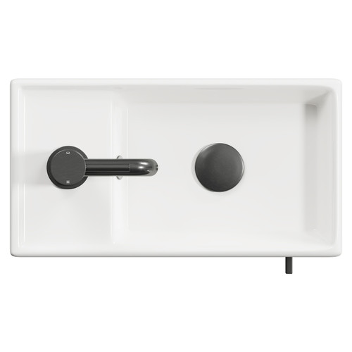 Napoli Compact Gloss White 400mm Wall Mounted Vanity Unit with 1 Tap Hole Basin and Single Door with Gunmetal Grey Handle Top View