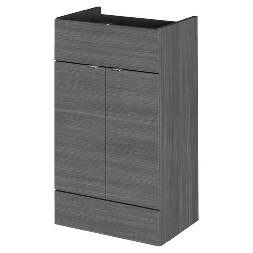 Hudson Reed Fusion Anthracite Woodgrain Floor Standing 500mm Drawer & 2 Door Storage Unit - OFF526 Main Image