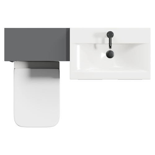 Napoli 390 Gloss Grey 1100mm Vanity Unit Toilet Suite with 1 Tap Hole Basin and 2 Doors with Gunmetal Grey Handles View from Top