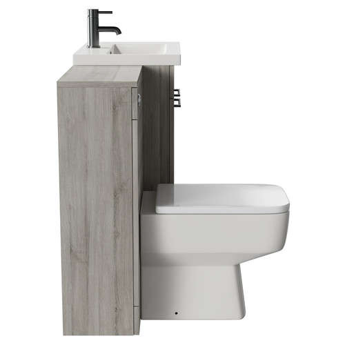 Napoli 390 Molina Ash 1100mm Vanity Unit Toilet Suite with 1 Tap Hole Basin and 2 Doors with Gunmetal Grey Handles Side View