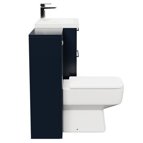 Napoli 390 Deep Blue 1100mm Vanity Unit Toilet Suite with 1 Tap Hole Basin and 2 Drawers with Polished Chrome Handles Side View