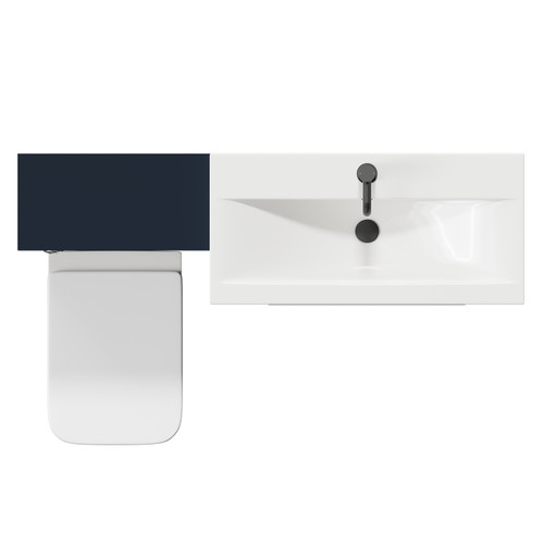 Napoli 390 Deep Blue 1300mm Vanity Unit Toilet Suite with 1 Tap Hole Basin and 2 Drawers with Matt Black Handles View from Top