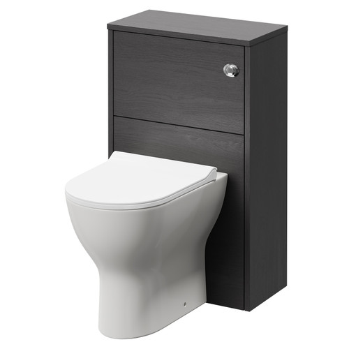 Horizon Graphite Grey 500mm Toilet Unit and Jubilee Short Projection Rimless Back to Wall Toilet Pan with Soft Close Toilet Seat Right Hand View