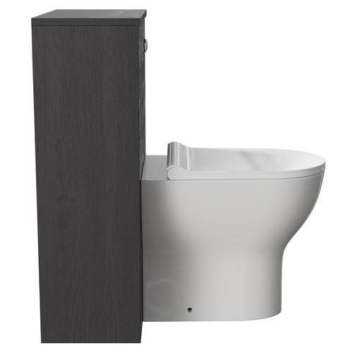 Horizon Graphite Grey 500mm Toilet Unit and Jubilee Short Projection Rimless Back to Wall Toilet Pan with Soft Close Toilet Seat Side View