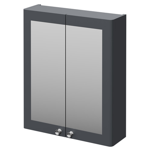 Danbury Satin Anthracite 600mm Wall Mounted Mirrored Cabinet Right Hand View