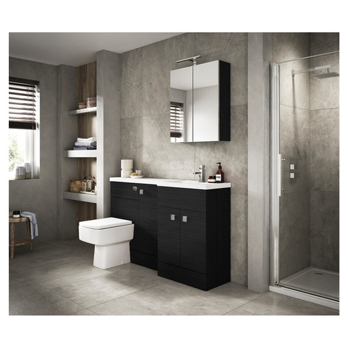 Hudson Reed Fusion Charcoal Black 500mm Compact Vanity Unit - OFF605 Roomset